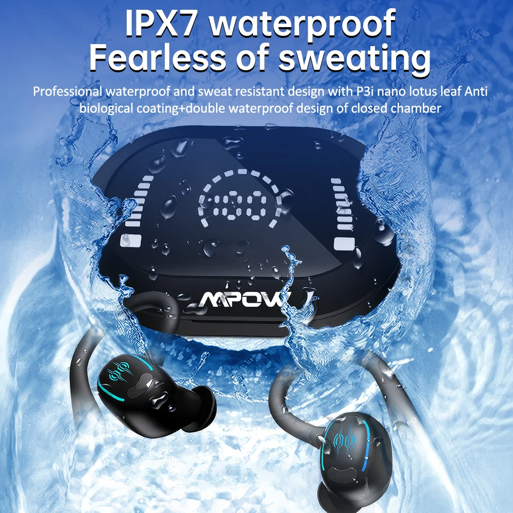 MPOW YYK-635 Wireless Sports Earphones – Bluetooth 5.3, IPX7 Waterproof, Noise-Cancelling Mic & 50-Hour Playback - Image 3