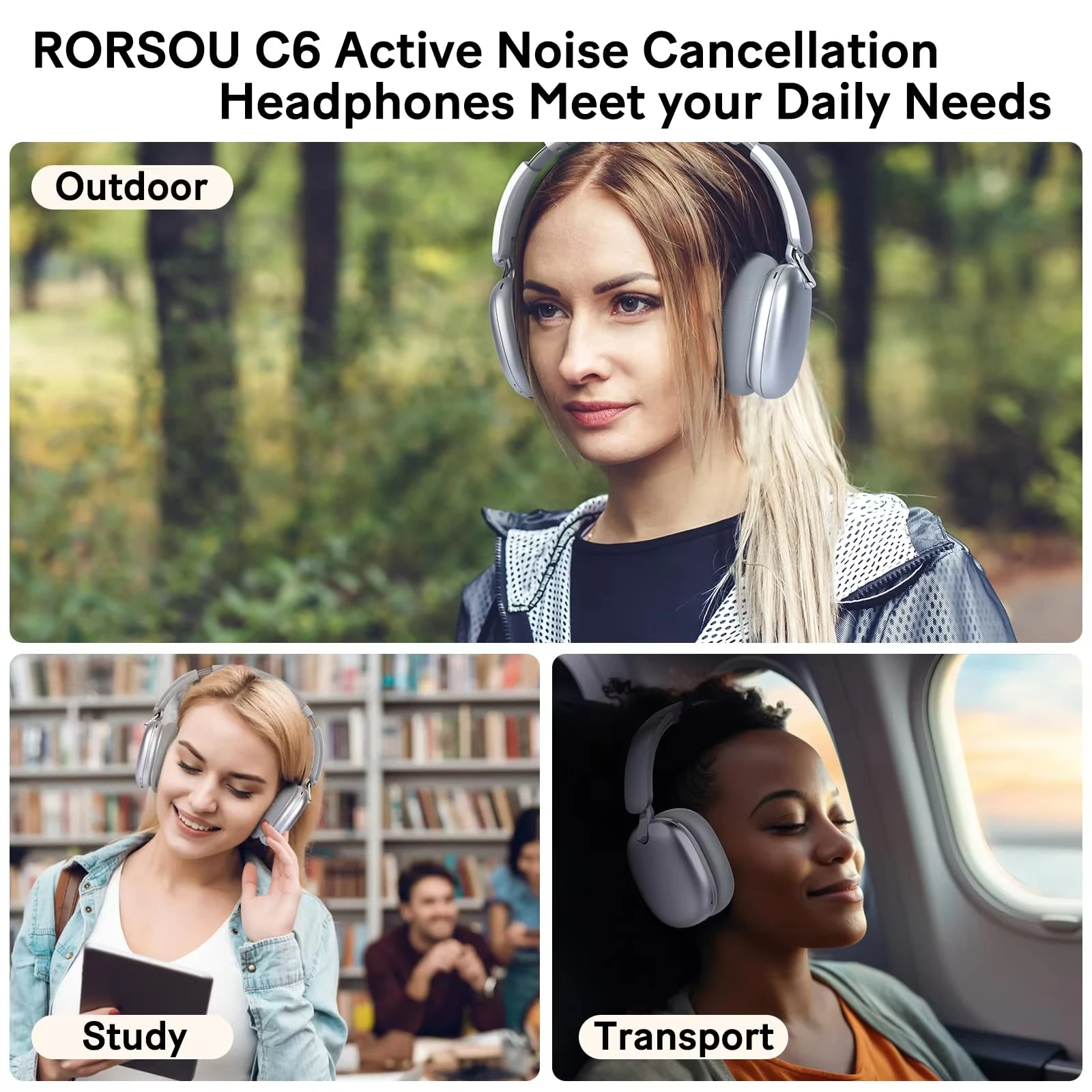 Bluetooth 5.3 Wireless ANC Headphones with Microphone - Image 3